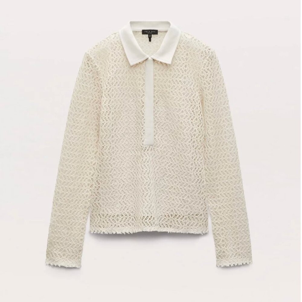 NWT rag & bone Liv Mesh Polo Shirt